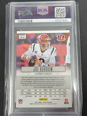 2022 Prizm Joe Burrow No Huddle PSA 10 back