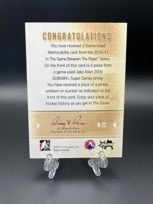 Jake Allen - 2011 ITG - Between the Pipes Silver back
