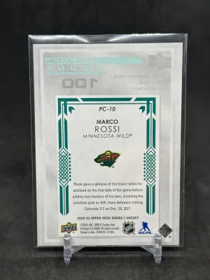 Marco Rossi 2022-23 Upper Deck Series 1 Population Count 100 Rookie RC #PC-10 back