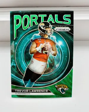 2023 Panini Prizm Trevor Lawrence Portals Green Prizm front
