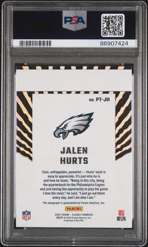 2023 Panini Donruss 1999 Passing The Torch Autographs Jalen Hurts #PTJH PSA 9 back