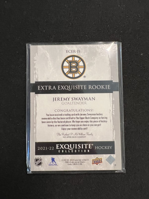 Jeremy Swayman Extra Exquisite Rookie Patch /299 back