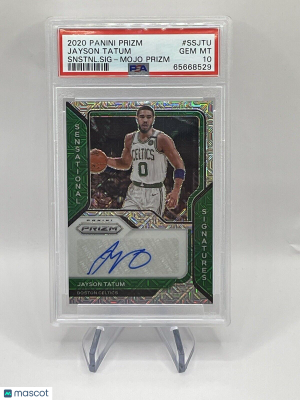 2020 Jayson Tatum Sensational Signatures Mojo Prizm #/25 PSA 10 Boston Celtics front