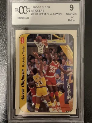 1986-87 Fleer stickers Akeem Olajuwon front