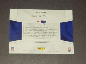 Randy Moss 2017 Immaculate eyeblack auto 20 /25 back