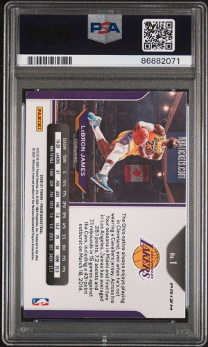 2020 Panini Prizm Red White & Blue Prizm #1 LeBron James PSA 9 Mint back