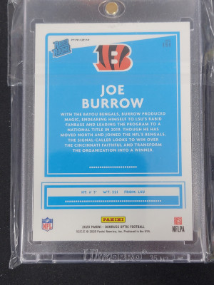 2020 Joe Burrow Pink Prizm Rated Rookie back
