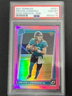 2021 Optic Preview Trevor Lawrence Pink PSA 10 front