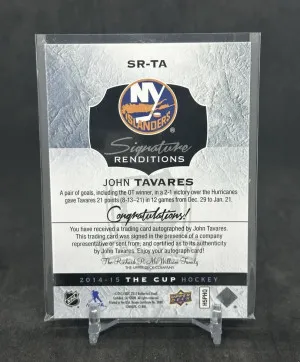 2014-2015 John Tavares The Cup Signature Renditions Autograph Auto back