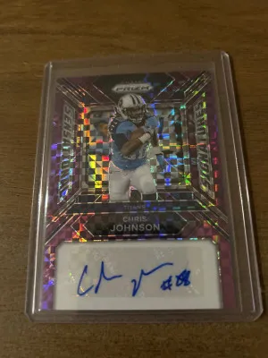 2023 Prizm Football Chris Johnson Purple Power Prizm Auto /49 TZ front