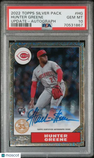2022 Topps Silver Pack 1987 Chrome Promo Hunter Greene #HG PSA 10 front