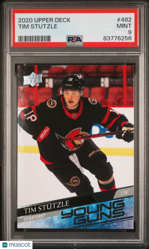 2020-21 Upper Deck Young Guns Tim Stutzle #482 PSA 9 Mint front