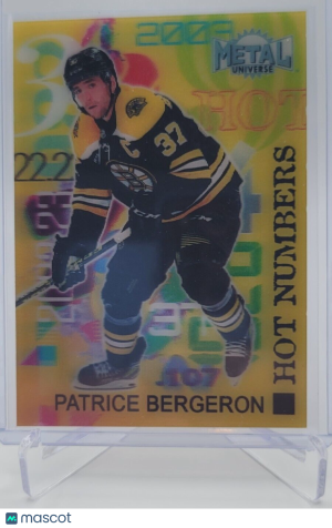 2022-23 Skybox Metal Universe Hockey Patrice Bergeron Hot Numbers #HN-2 Case Hit front