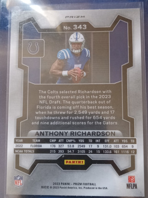 ANTHONY Richardson orange Lazer prism #343 back