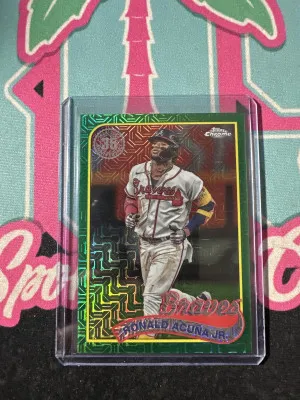2024 Topps 1989 Chrome Green Ronald Acuna /99 BRAVES front