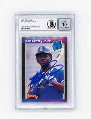 Ken Griffey Jr 1989 Donruss Rated Rookie Beckett Authentic Autograph 10 Auto back
