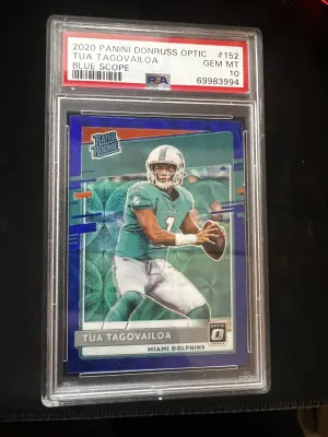 2020 PANINI DONRUSS OPTIC TUA TAGOVAILOA RATED ROOKIE BLUE SCOPE front