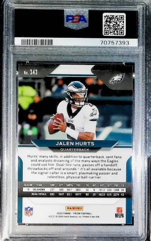 Jalen Hurts 2020 Panini Prizm #343 PSA 10 Rookie RC back