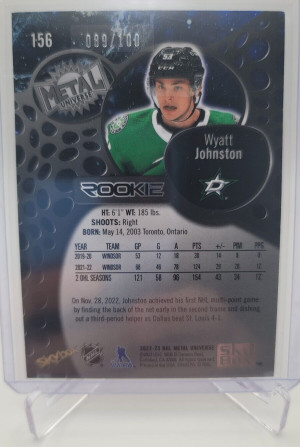 2022-23 Skybox Metal Universe Precious Metal Gems Red Wyatt Johnston #156 /100 back