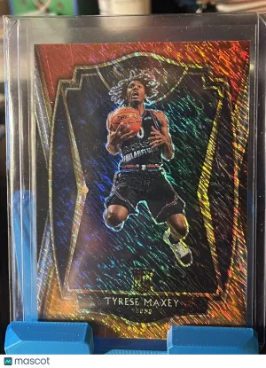 2021-22 Select Basketball RC TYRESE MAXEY RED, WHITE, AND ORANGE SHIMMER front