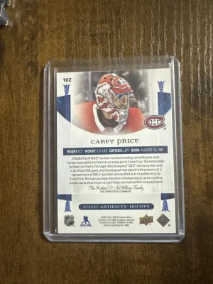 Carey price artifacts patch auto 43/45 back