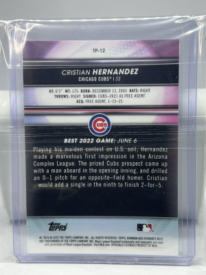 2022 Bowman's Best Cristian Hernandez Atomic Refractor #TP-12 back