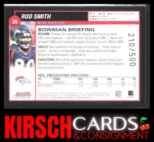 Rod Smith 2002 Bowman Chrome #34 Refractors #/500 Denver Broncos back