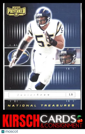 Junior Seau 2001 Playoff Preferred #46 National Treasures Gold #/100 front