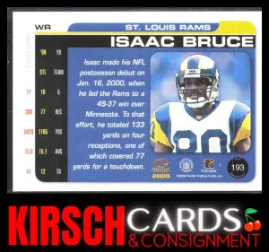 Isaac Bruce 2000 Pacific Paramount #193 Platinum Blue #/75 St. Louis Rams back