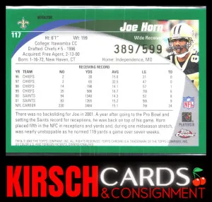 Joe Horn 2002 Topps Chrome #117 Black Refractors #/599 New Orleans Saints back