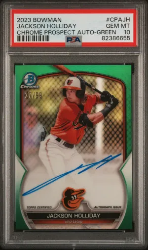 2023 Bowman Chrome Jackson Holiday PSA 10 Green /99 front