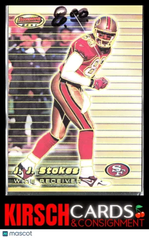 J.J. Stokes 1999 Bowman's Best #68 Refractors #/400 San Francisco 49ers front