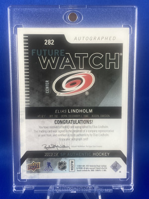 Elias Lindholm 2013-14 SP Authentic Future Watch Auto 200/999 RC NM-MT back