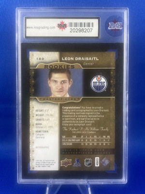 2014-15 UD Masterpieces #180 Leon Draisaitl RC Auto KSA 9 MINT back