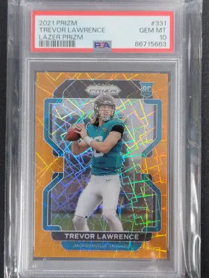2021 Prizm Trevor Lawrence Lazer Prizm PSA 10 front