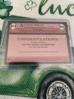 2024 Topps Series 1 Austin Wells Auto /199 back