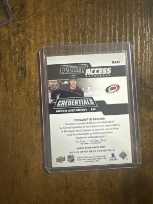 Andrei svechnikov ticket access on card auto 44/49 back
