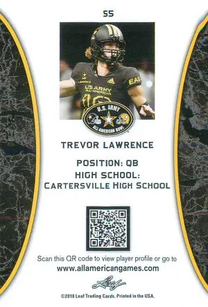 Trevor Lawrence 2018 Leaf Metal Army All-American #BA-TL1 Football back