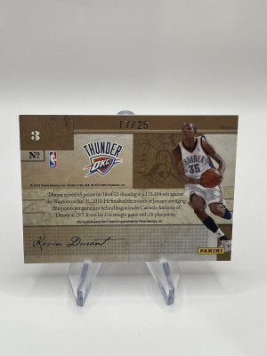 2010-11 KEVIN DURANT NATIONAL TREASURES Biography  SP JERSEY /25 RARE GAME-USED back