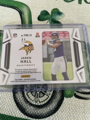 2023 Panini Certified Jaren Hall /349 Auto Patch back