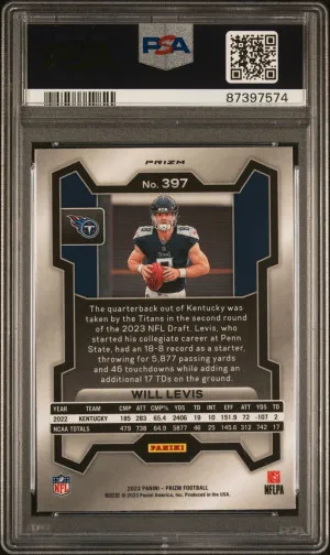 Will Levis 2023 Panini Prizm Disco #397 Rookie RC PSA 9 back