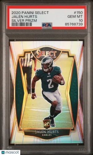 2020 Panini Select Jalen Hurts #150 Premier Level Silver Prizm Rookie RC Gem Mint PSA 10 front