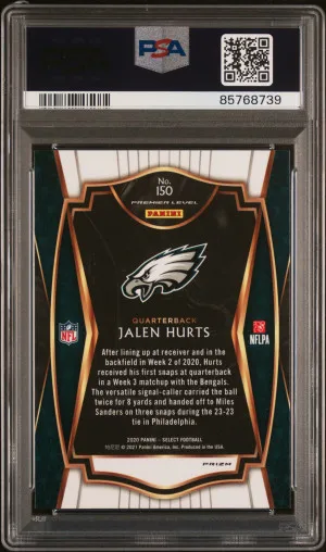 2020 Panini Select Jalen Hurts #150 Premier Level Silver Prizm Rookie RC Gem Mint PSA 10 back