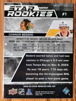 2023-24 Star Rookies Box Set #1 Connor Bedard back