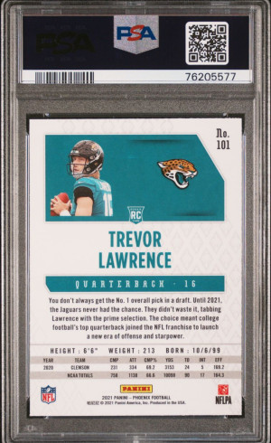 2021 Panini Phoenix Celestial Trevor Lawrence Rookie PSA 10 back