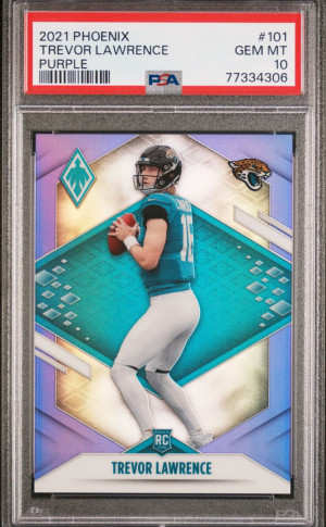2021 panini Phoenix Trevor Lawrence Rookie Purple PSA 10 front