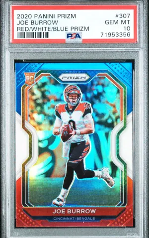 2020 Joe Burrow Red/White/Blue Rookie Prizm front