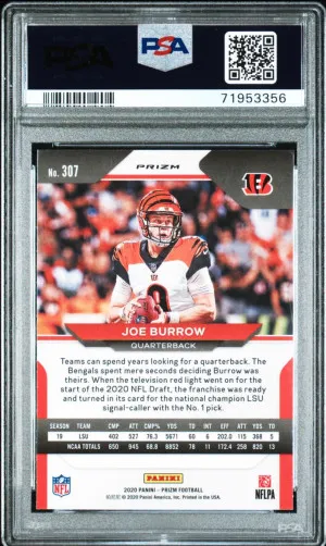 2020 Joe Burrow Red/White/Blue Rookie Prizm back