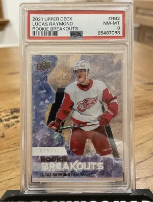 2021-22 Upper Deck Rookie Breakouts /100 Lucas Raymond #RB2 Rookie RC - POP 5 front