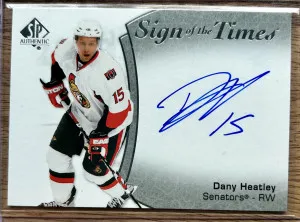 2021-22 SP Authentic Sign of the Times Dany Heatley #SOTT-DH Auto front